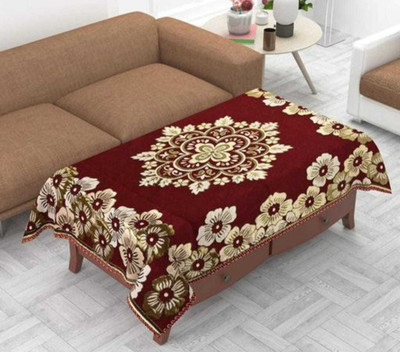LA MANTTA Cotton 4 Seater Printed Table Cover(Maroon)