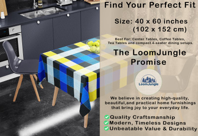 LoomJungle Checkered 4 Seater Table Cover(Multicolor, Cotton)