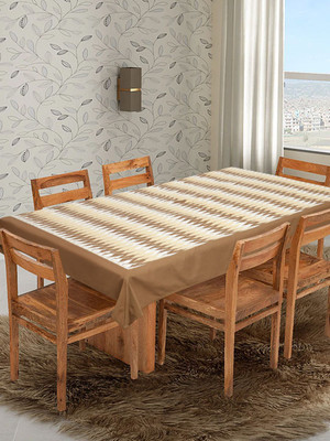 Dekor World Cotton 4 Seater Chevron Table Cover(Beige, Brown)