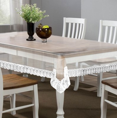 KUBER INDUSTRIES Self Design 4 Seater Table Cover(White, PVC)