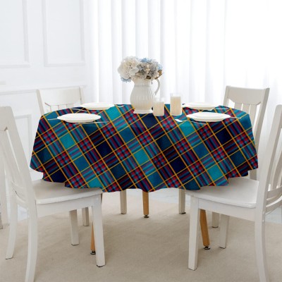 Lushomes Checkered 6 Seater Table Cover(Green, Cotton)