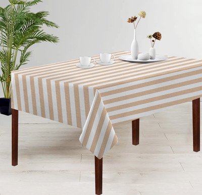 OASIS Cotton 8 Seater Striped Table Cover(Beige)