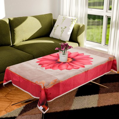 Heart Home Self Design 4 Seater Table Cover(Pink, Cotton)