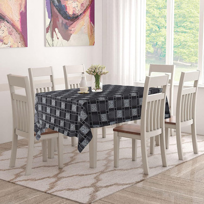 CASA FURNISHING Polyester 6 Seater Floral Table Cover(Grey, White)