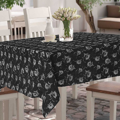 Jainco Decor Printed 6 Seater Table Cover(Black, PVC)