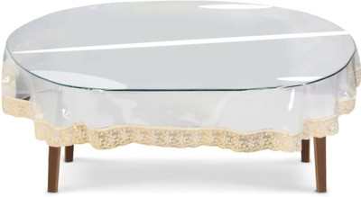 iC ICONIC CHOICE PVC 6 Seater Self Design Table Cover(Transparent gold)