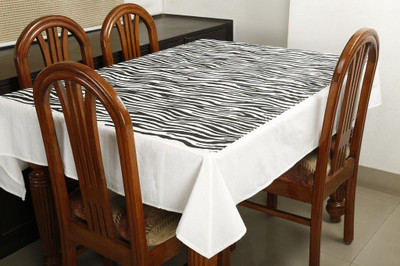 Dekor World Cotton 4 Seater Printed Table Cover(White)