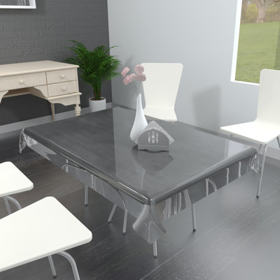 MONKDECOR Solid 6 Seater Table Cover(Transparent, PVC)