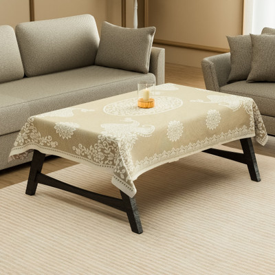 Heart Home Cotton 4 Seater Self Design Table Cover(Yellow)
