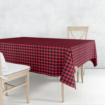 Bluegrass Cotton 6 Seater Checkered Table Cover(Maroon)