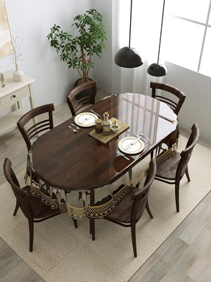 iC ICONIC CHOICE PVC 6 Seater Self Design Table Cover(Transparent)