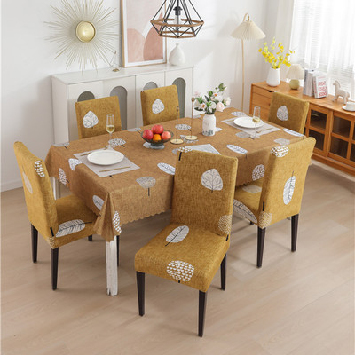 Magic Cover Printed 6 Seater Table Cover(Yellow, Polyester, Pack of 7)