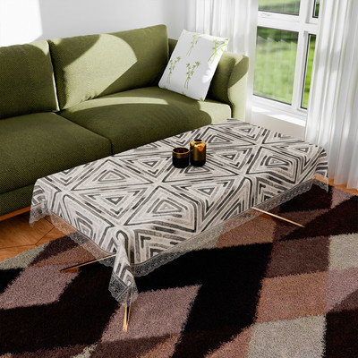 KUBER INDUSTRIES Self Design 4 Seater Table Cover(Gray, PVC)