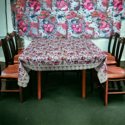Mopak Décor Embroidered 4 Seater Table Cover(Orange, Polyester)