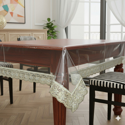 Faizandecor PVC 4 Seater Solid Table Cover(Golden)