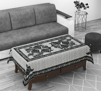 Bigger fish Floral 4 Seater Table Cover(Black, Cotton)