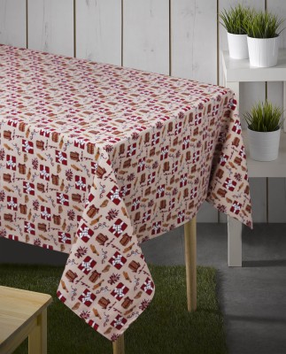 AIRWILL Printed 6 Seater Table Cover(Red, Multicolor, Cotton)