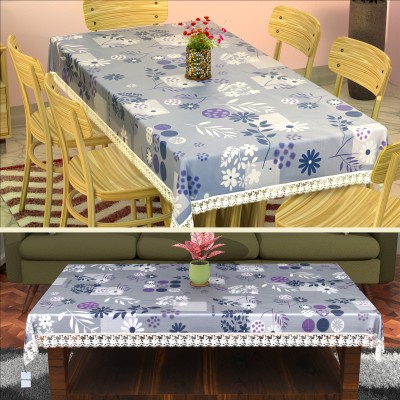 HOMESTIC Floral 6 Seater Table Cover(Grey, PVC, Pack of 2)