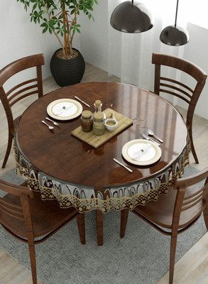 iC ICONIC CHOICE PVC 4 Seater Self Design Table Cover(Golden)
