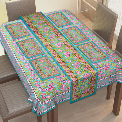 NEW LAXMI HAND BLOCK Printed 6 Seater Table Cover(Multicolor, Cotton)