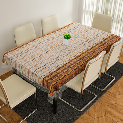 KUBER INDUSTRIES Self Design 6 Seater Table Cover(Cream, PVC)