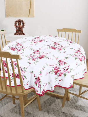 Go Texstylers Cotton 6 Seater Floral Table Cover(Pink)