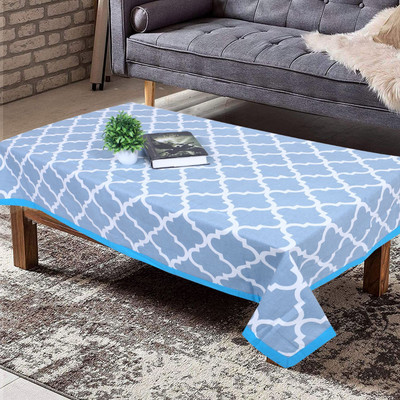 Texstylers Cotton 4 Seater Floral Table Cover(Blue)