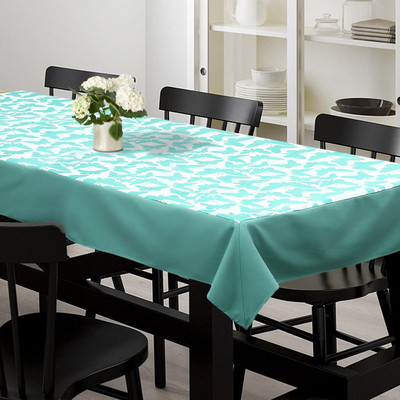Dekor World Cotton 4 Seater Printed Table Cover(Blue)