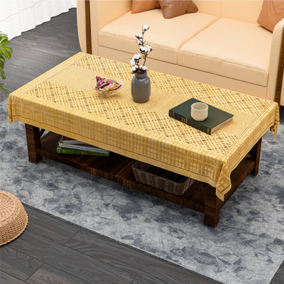 KUBER INDUSTRIES Self Design 4 Seater Table Cover(Gold, Cotton)