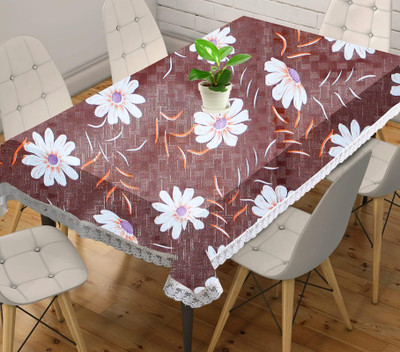 JM Homefurnishings Self Design 8 Seater Table Cover(Brown, White, PVC)