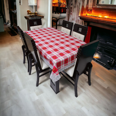 Mopak Decor Polyester 4 Seater Printed Table Cover(Red, Pack of 2)