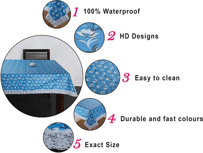 Alina Rectangular Pack of 1 Table Placemat(Blue, PVC)