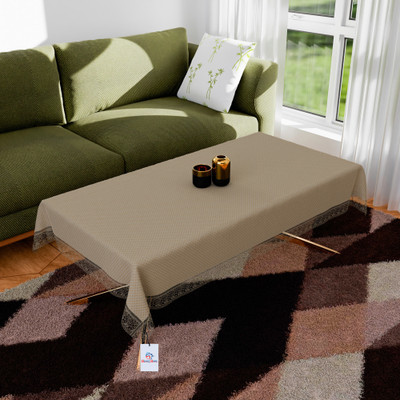 Heart Home Self Design 4 Seater Table Cover(Golden, PVC)