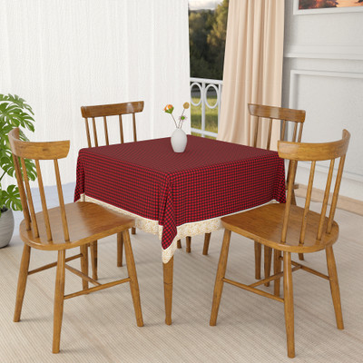 KUBER INDUSTRIES Self Design 4 Seater Table Cover(Maroon, PVC)