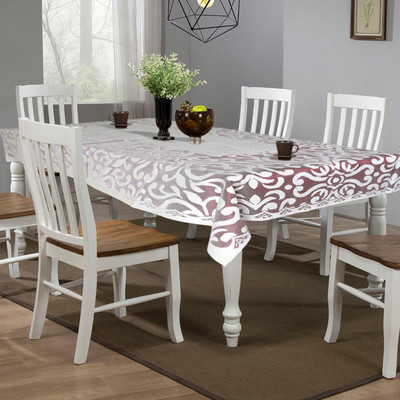 KUBER INDUSTRIES Self Design 6 Seater Table Cover(Maroon, Cotton)