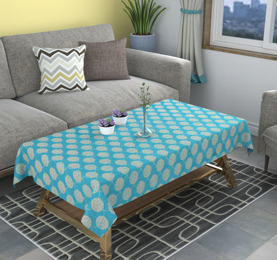 MEILLEURE TRENDS Velvet 4 Seater Embroidered Table Cover(Blue)