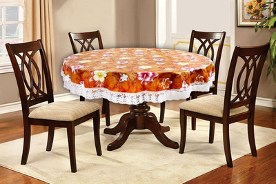 The Furnishing Tree PVC 4 Seater Floral Table Cover(Orange)