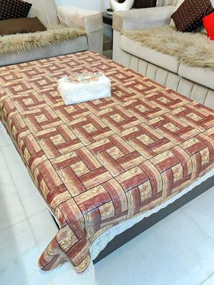 BHARAT RETAIL INC PVC 6 Seater Printed Table Cover(Brown)