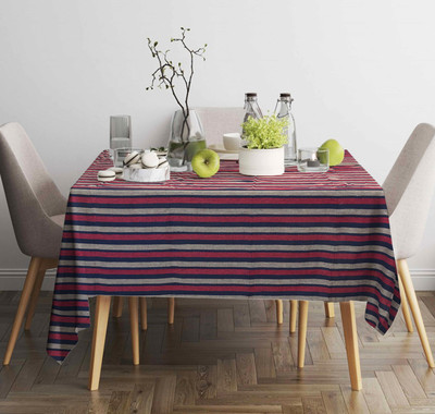 OASIS Striped 2 Seater Table Cover(Multicolor, Cotton)