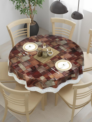 Dakshya Industries Printed 4 Seater Table Cover(Brown, PVC)