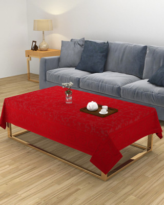 ZESTURE Self Design 6 Seater Table Cover(Red, Polyester)