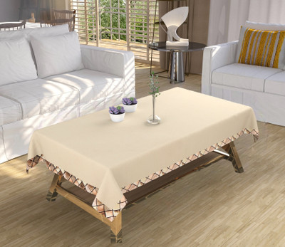 Bigger fish Self Design 4 Seater Table Cover(Beige, Velvet)