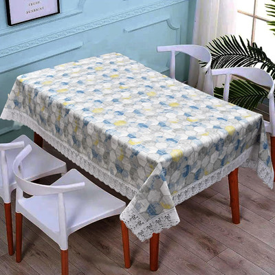 Casanest Printed 8 Seater Table Cover(Blue Grey Hexagonal Design, PVC)