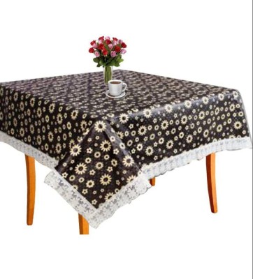 Sheppits Self Design 4 Seater Table Cover(Black Off White, Polyester)