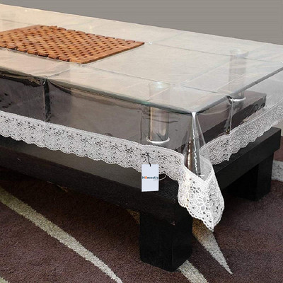 Jainco Decor Self Design 4 Seater Table Cover(Silver Lace, PVC)