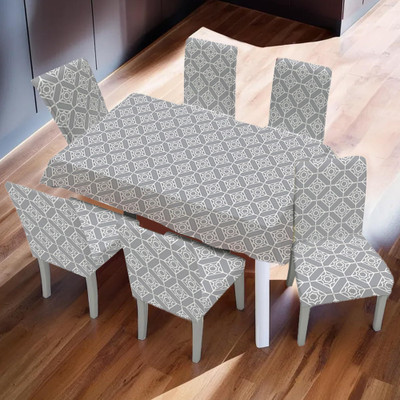 KUBER INDUSTRIES Self Design 6 Seater Table Cover(Grey, Polyester, Pack of 7)