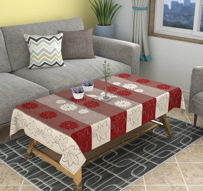 A CUBE LUXURY SOLUTIONS Floral 4 Seater Table Cover(Maroon, Cotton)