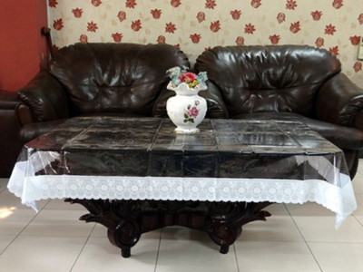 KUBER INDUSTRIES Printed 4 Seater Table Cover(White, PVC (Polyvinyl Chloride))