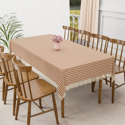 KUBER INDUSTRIES Cotton 6 Seater Self Design Table Cover(Yellow, Brown)