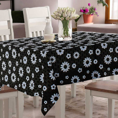 Jainco Decor Printed 6 Seater Table Cover(Black, PVC)
